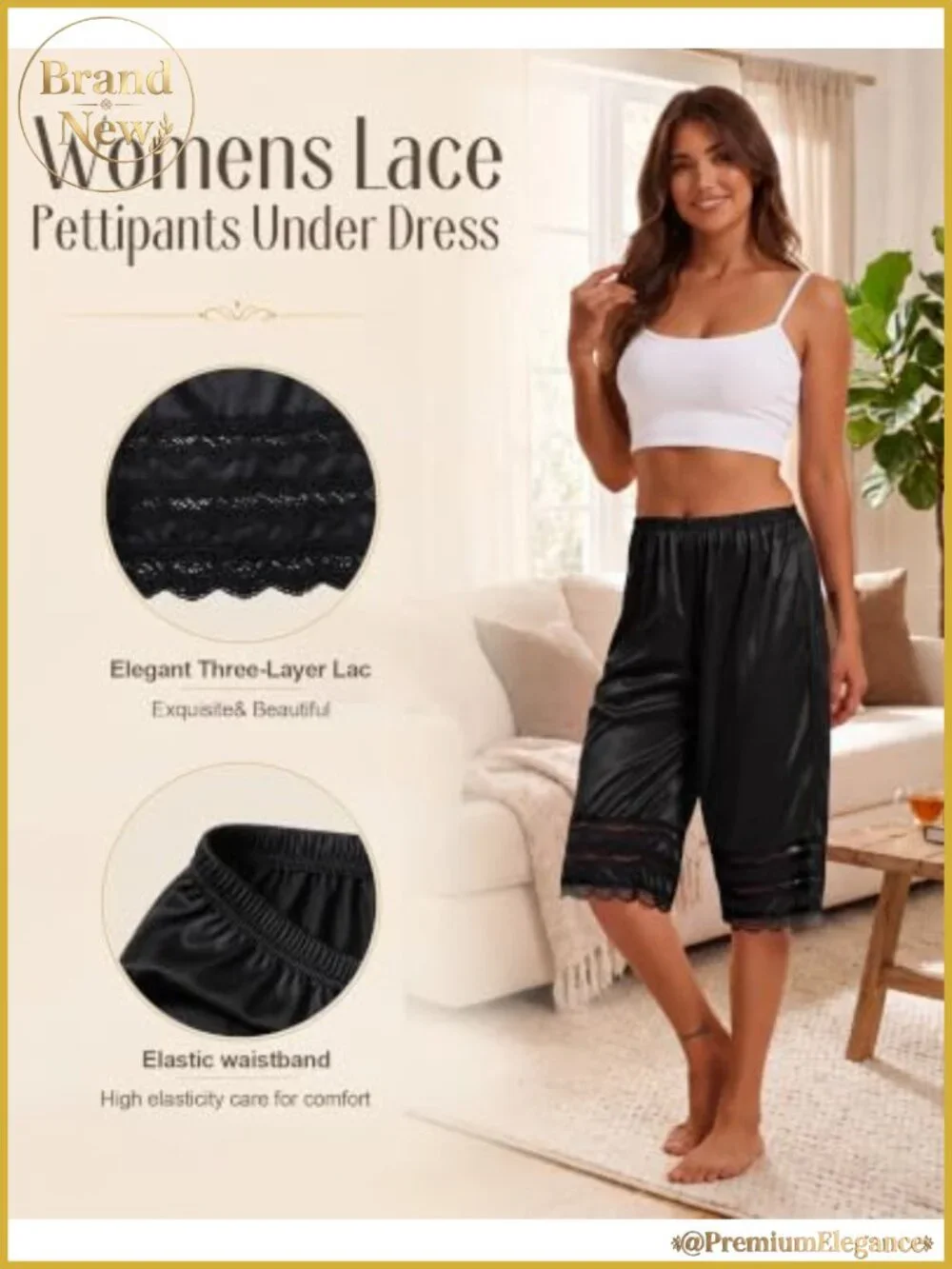 3 Pack Womens Lace Pettipants Slip Shorts Anti Chafing High Waisted Wide Leg